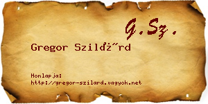 Gregor Szilárd névjegykártya
